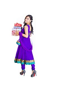 Woman Diwali Presents Gift Walking