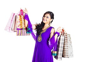 Young Woman Diwali Shopping