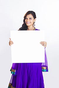 Indian Woman Showing Whiteboard