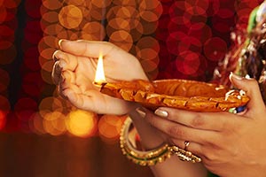 Woman Hand Holding Diya Deepavali