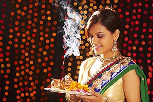 Woman Puja Diwali Festival