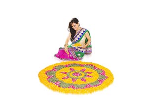 Woman Diwali Rangoli Decoration