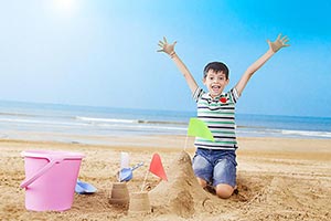 1 Person Only ; Arms Raised ; Beach ; Boys ; Bucke