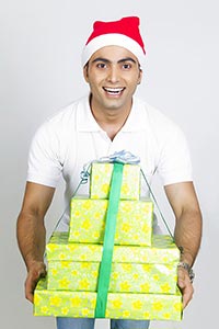 Man Showing Presents Gifts Christmas Celebrating S