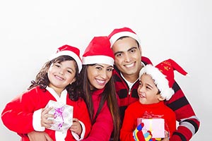 Happy Family Christmas Gifts Celebration Smiling