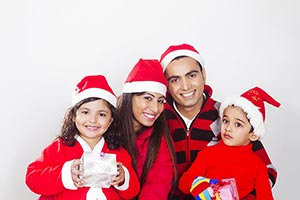 Parents Kids Christmas Gifts Celebration Smiling