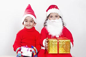 Kids Santa claus dressed gifts Christmas Celebrati