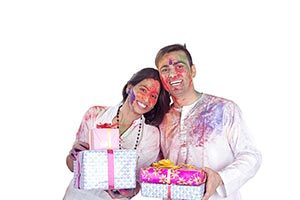 Indian Couple Holi Festival Gift s Box Celebrating