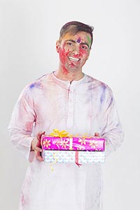 Indian Man Holi Festival Gift s Celebrating Smilin