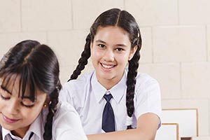 Girls Students Classroom Studying