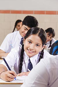 School Girl Students Studying