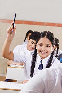 School Girl Students Studying