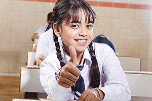 School Girl Student Classroom Thumbsup