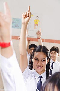 School Students Hand Raised