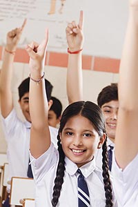 School Students Hand Raised