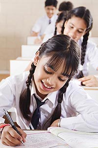 School Girl Students Studying