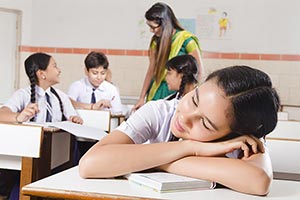 Girl Student Sleeping Classroom