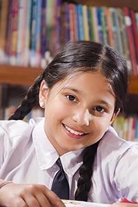 Girl Student Studying Library