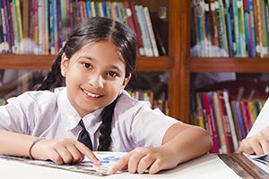 Girl Student Studying Library