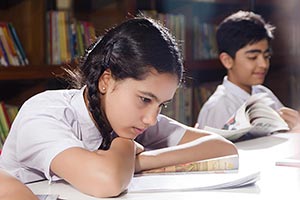 Girl Student Reading Book Library