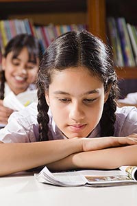 Girl Student Reading Book Library