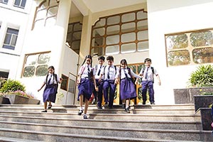 Group School Students Running