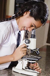 School Girl Microscope Research