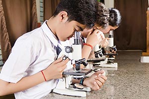 Kids Students Microscope Research