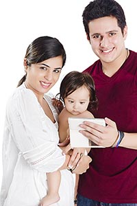 Parents Baby Daughter Playing Phone