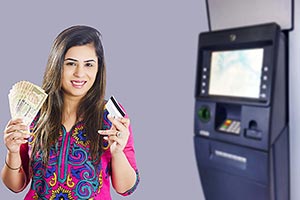 Woman Withdrawing Money ATM