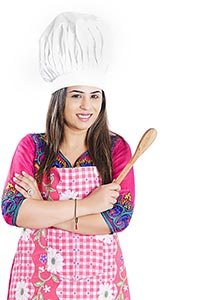 Indian Woman Holding kitchen Utensil