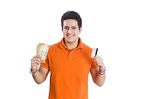 Man Credit Card Money Showing