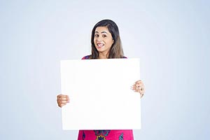 Woman Showing Message Board