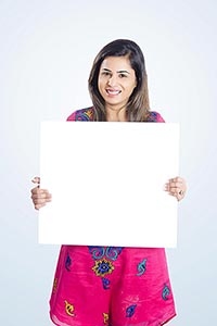 Lady Showing Message Board