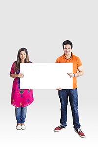 Married couple Showing White Board