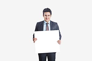 Businessman Holding White Board