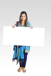 Business Woman Holding Message Board