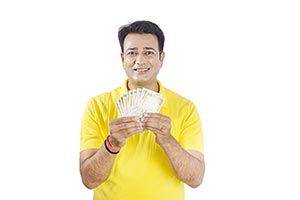 Man Showing Indian Currency
