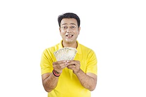 Middle Aged Man Holding Money