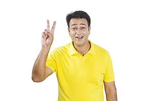 Man Showing Finger Victory