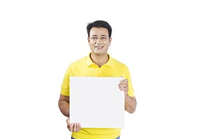 Adult Man Holding White Board