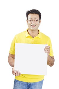 Adult Men Showing Message Board