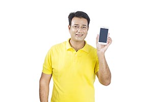 Adult Man Showing New Smartphone