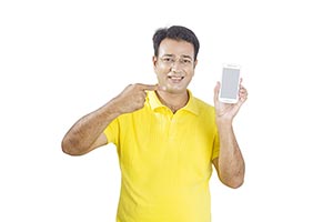 Man Showing New Cellphone Pointing