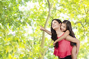 Daughter Piggyback Ride Mother Park