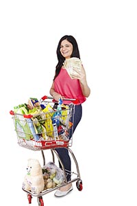 Woman Trolley Shopping Supermarket
