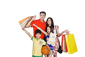 Happy Family Shopping Bags Standing
