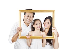 Parents Daughter Holding Frame Picture