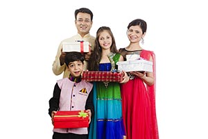 Indian Family Diwali Gift Celebration