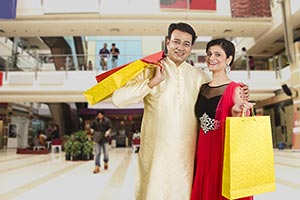 Indian Couple Mall Shopping Bags